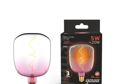 Лампа светодиодная филаментная Gauss E27 5W 1800K розовая 1010802105