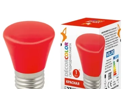 Лампа светодиодная Volpe E27 1W красная LED-D45-1W/RED/E27/FR/С BELL UL-00005638