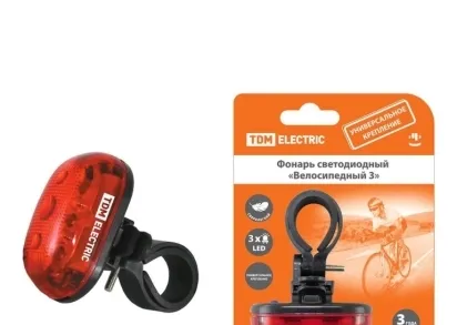 Велосипедный светодиодный фонарь TDM Electric Велосипедный 3 от батареек 93х72 20 лм SQ0350-0029