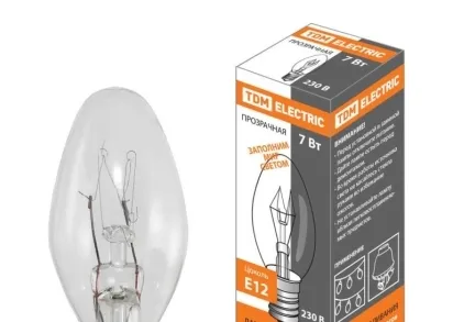 Лампа накаливания TDM Electric Е12 7W прозрачная SQ0332-0054