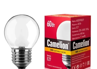 Лампа накаливания Camelion E27 60W 60/D/FR/E27 9871