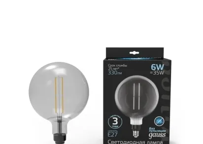 Лампа светодиодная филаментная Gauss E27 6W 4000K серая 154802205