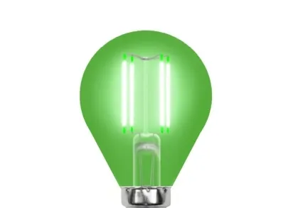 Лампа светодиодная филаментная Uniel E14 5W зеленая LED-G45-5W/GREEN/E14 GLA02GR UL-00002987
