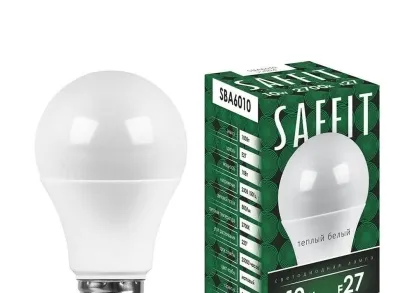 Лампа светодиодная Saffit E27 10W 2700K Шар Матовая SBA6010 55004