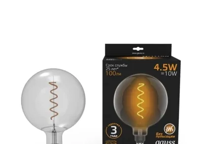 Лампа светодиодная филаментная Gauss E27 4,5W 1800K серая 154802005