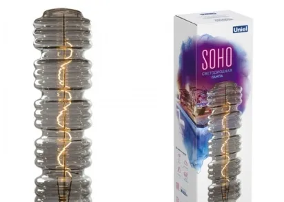 Лампа светодиодная филаментная Uniel E27 5W 2250K серая LED-SF41-5W/Soho/E27/CW Chrome/Smoke GLS77CR UL-00005921