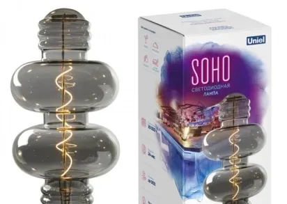 Лампа светодиодная филаментная Uniel E27 5W 2250K серая LED-SF42-5W/Soho/E27/CW Chrome/Smoke GLS77CR UL-00005922